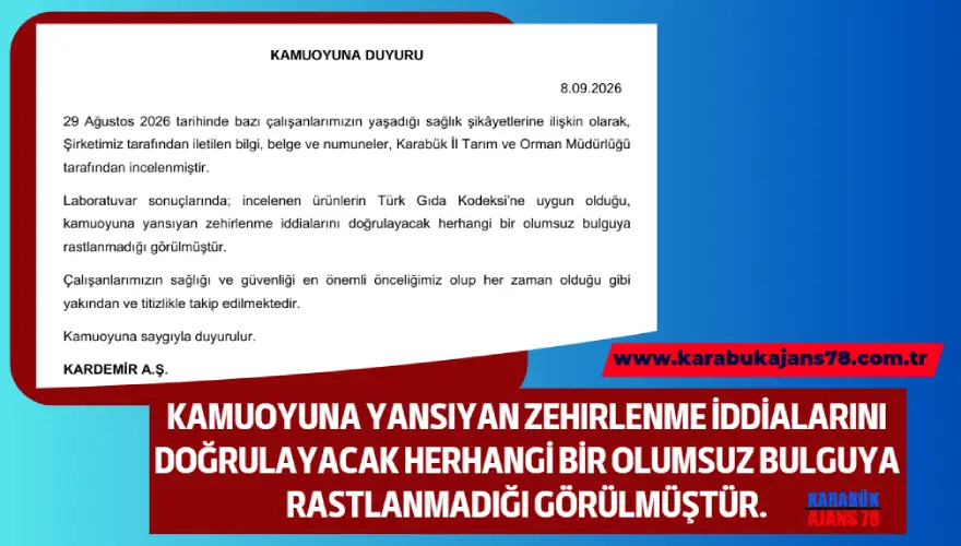 Kardemir Kamuoyu Duyurusu